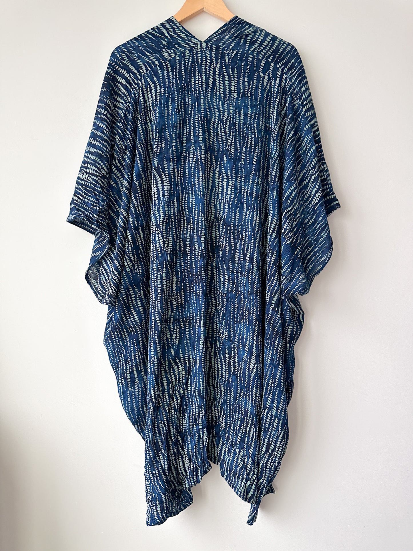 navy blue kimono hand painted maxi boho