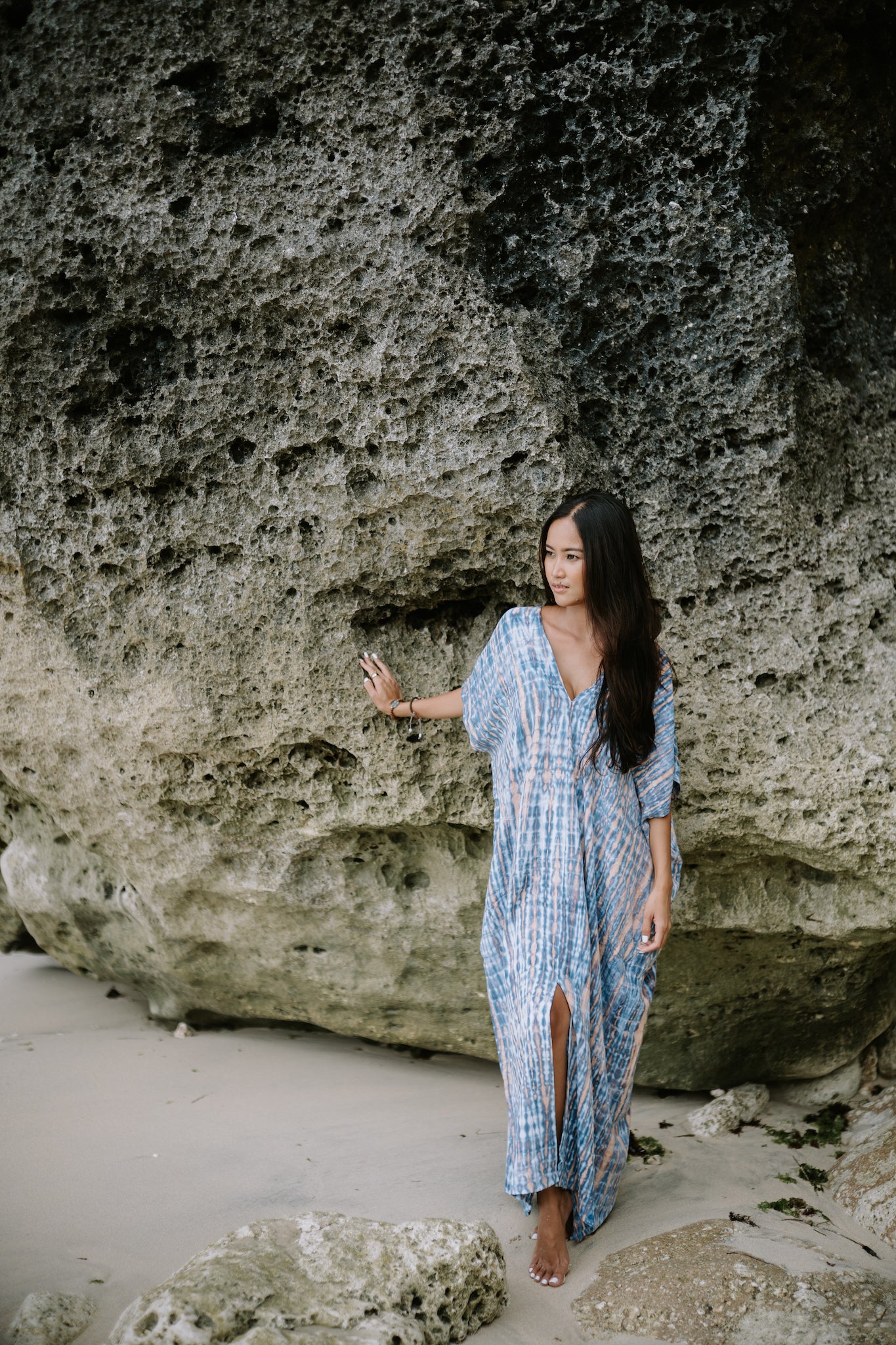 Alaia Caftan Dress with Pockets in Spring Bloom