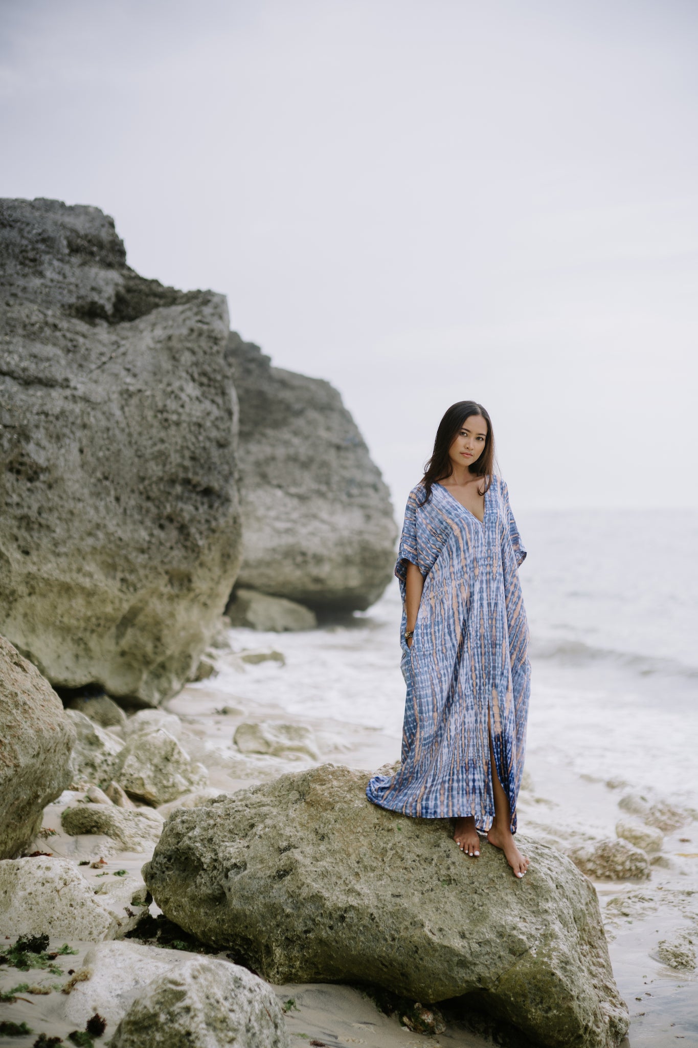 Alaia Caftan Dress with Pockets in Spring Bloom