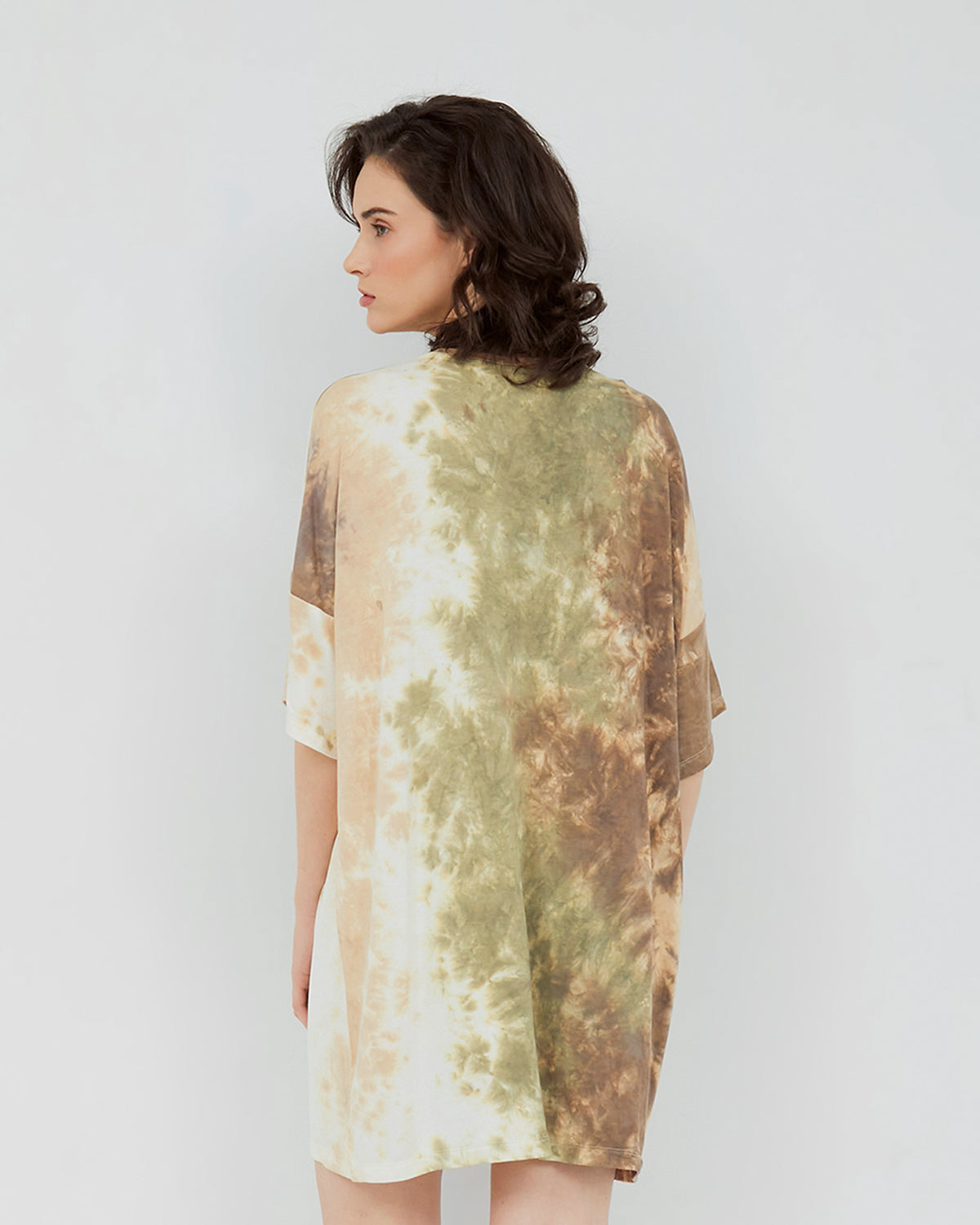 Oversized T-Shirt Dress - Sage Brown