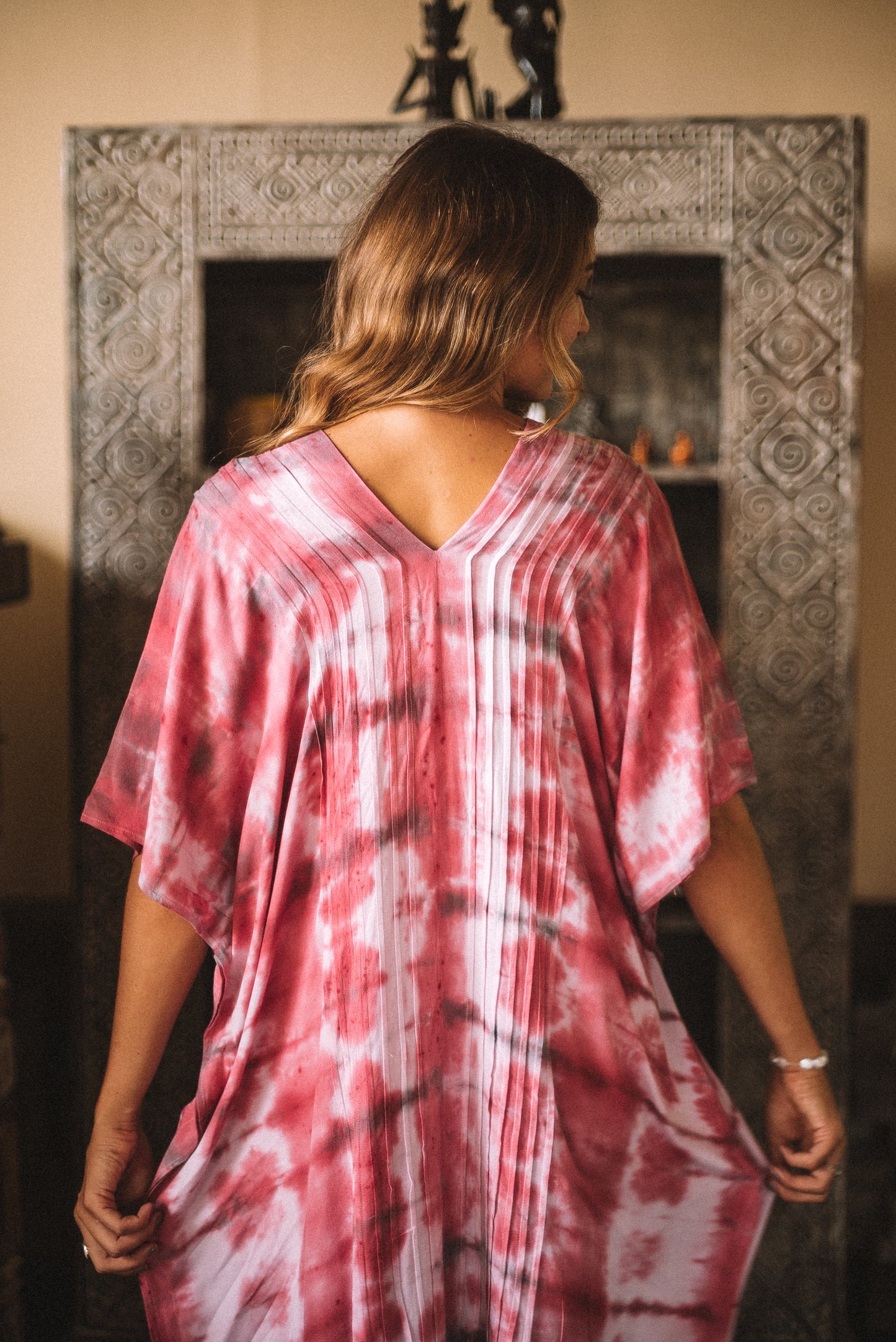 Leia Kaftan Dress in Soft Red