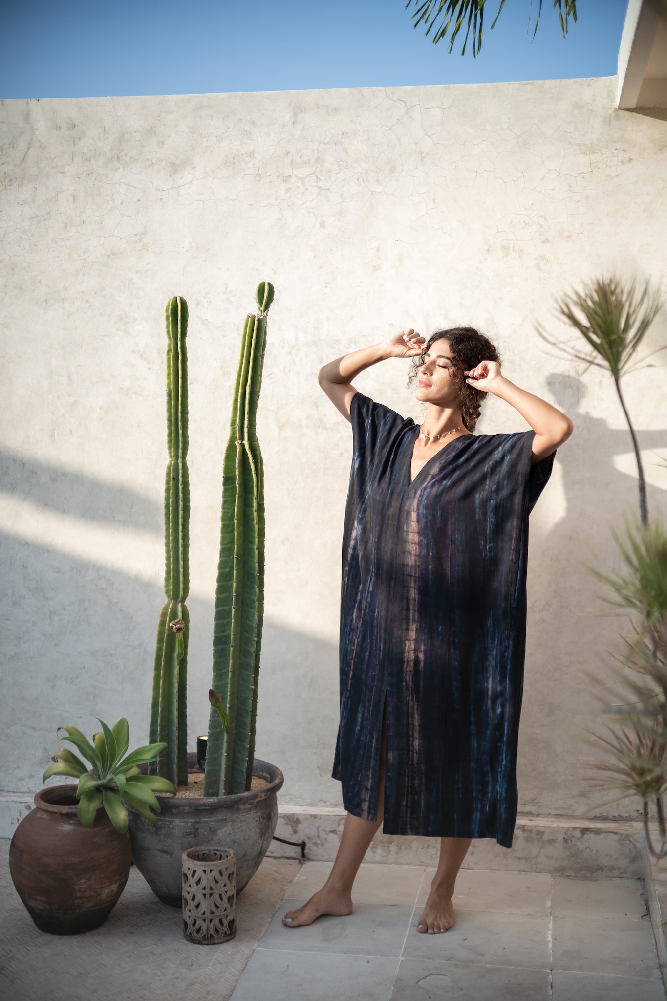 Alaia Caftan Dress with Pockets in Deep Navy