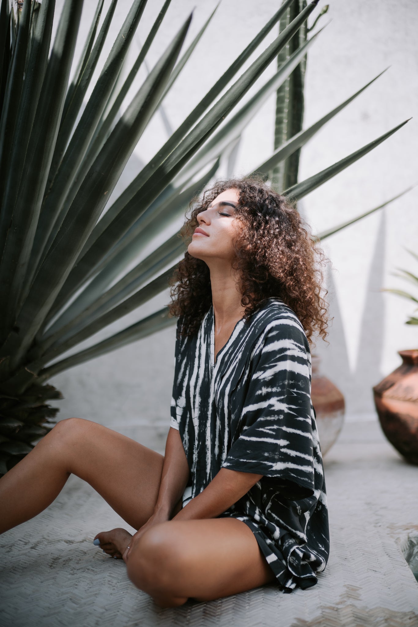 Kaia Dress Tie Dye in Black and White