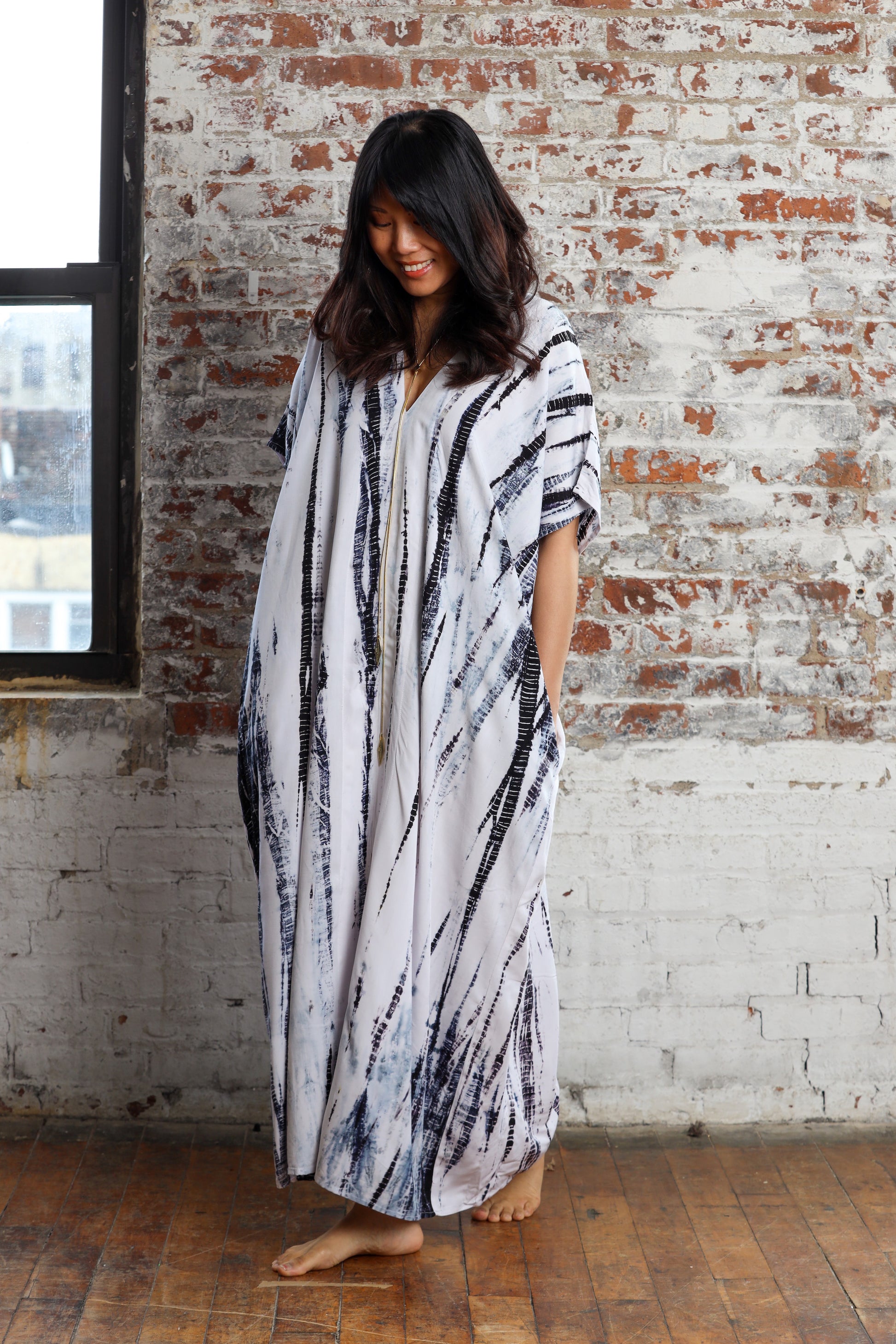 Alaia Caftan Dress with Pockets in Black Tie Dye Mahisi Alaia Caftan Dress with Pockets in Black Tie Dye Mahisi