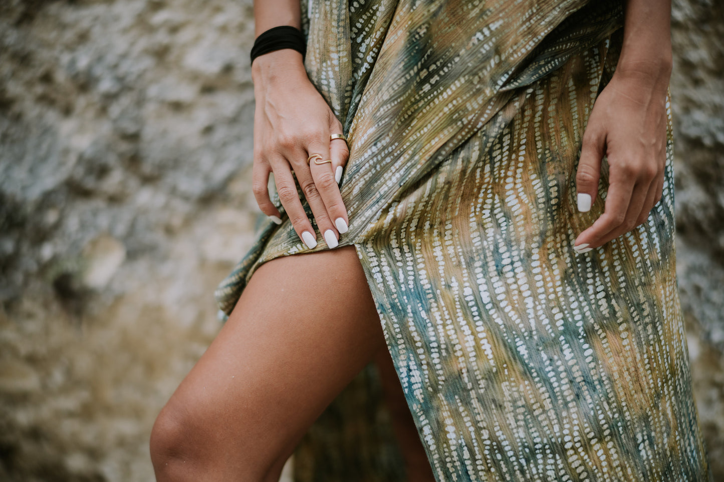 Hand-Stamped Kimono in Green