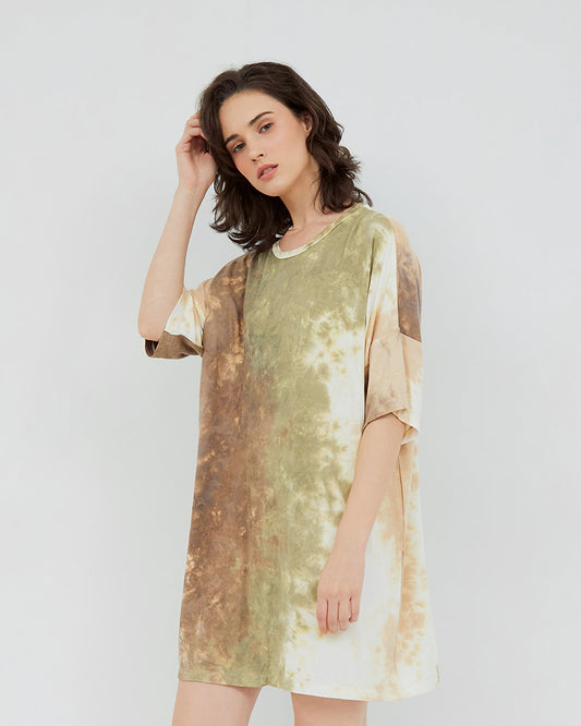 Oversized T-Shirt Dress - Sage Brown