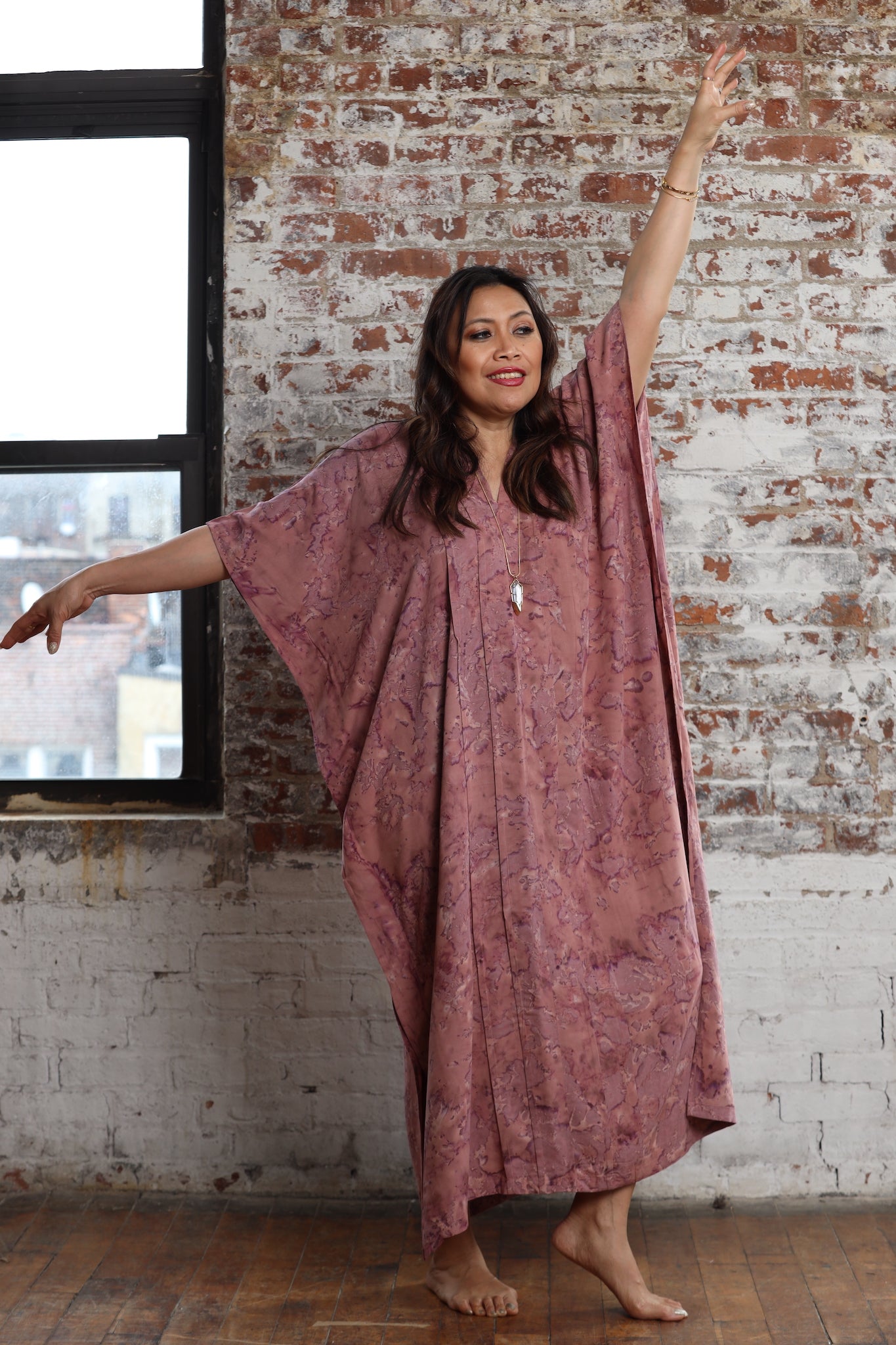 Leia Kaftan Dress in Mauve