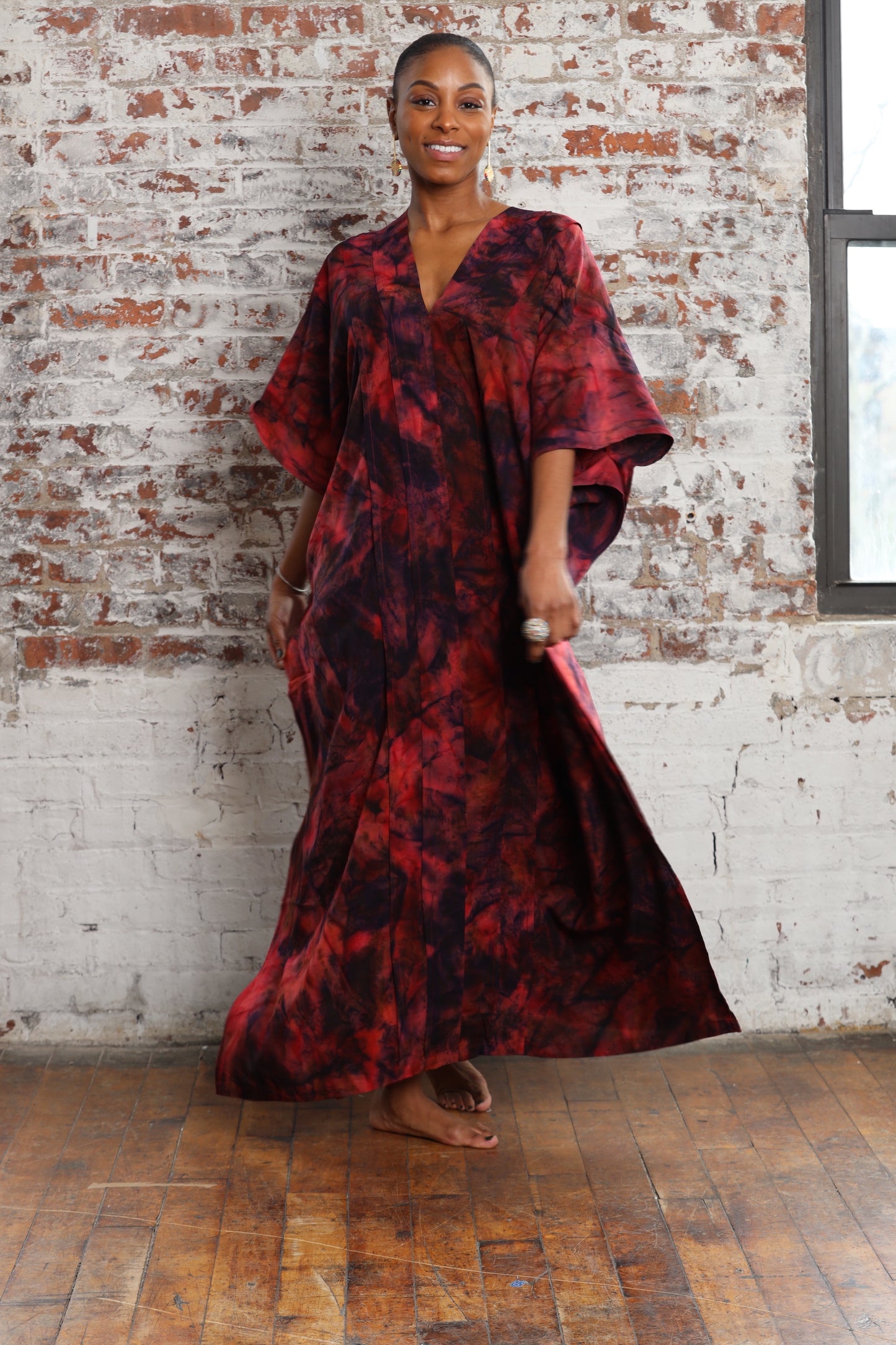 Leia Kaftan Dress in Red