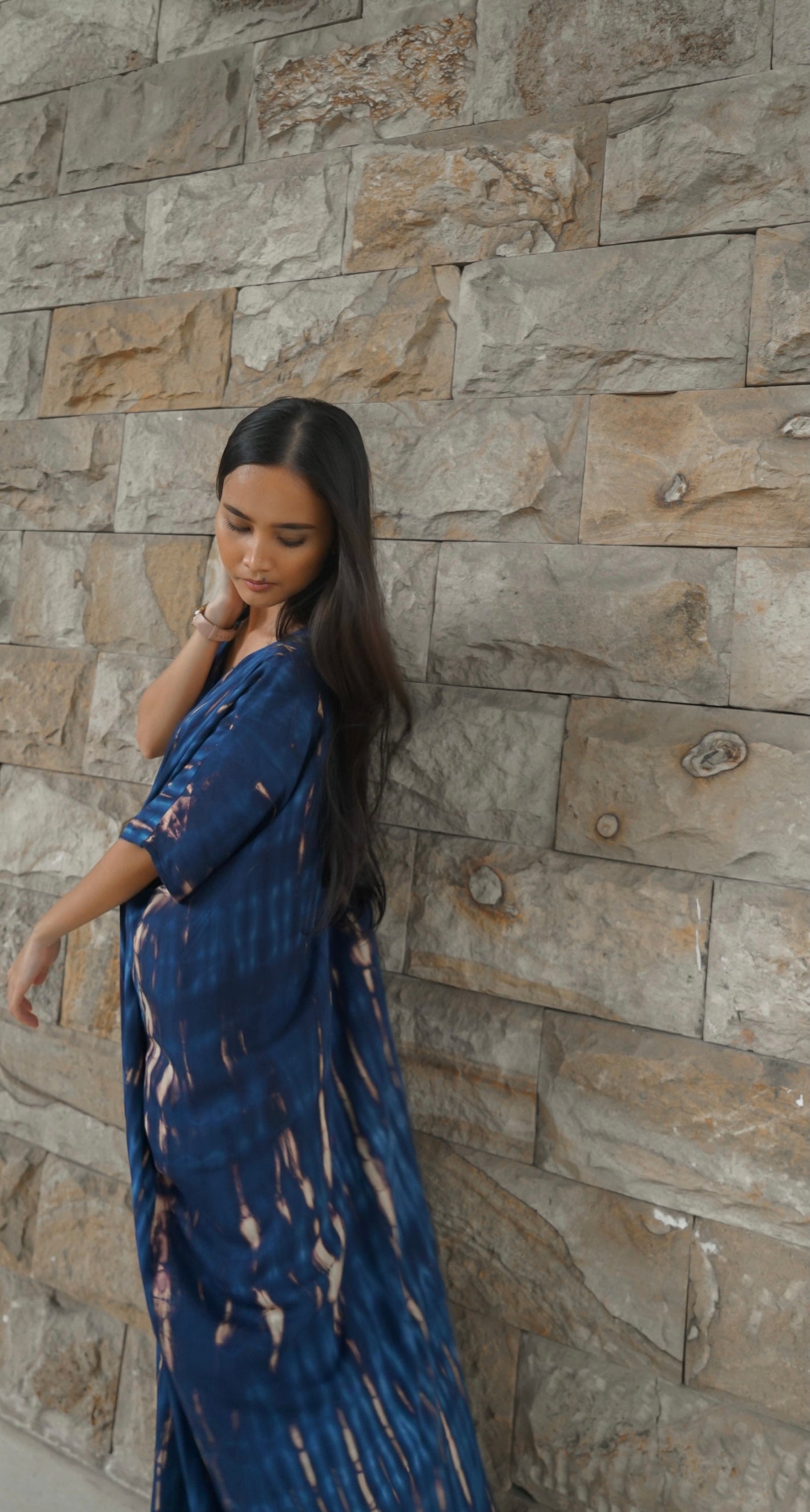 Alaia Caftan Dress with Pockets in Blue Ocean