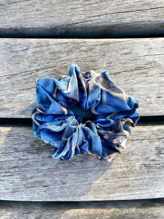 Tie Dye Scrunchie in Blue and Grey