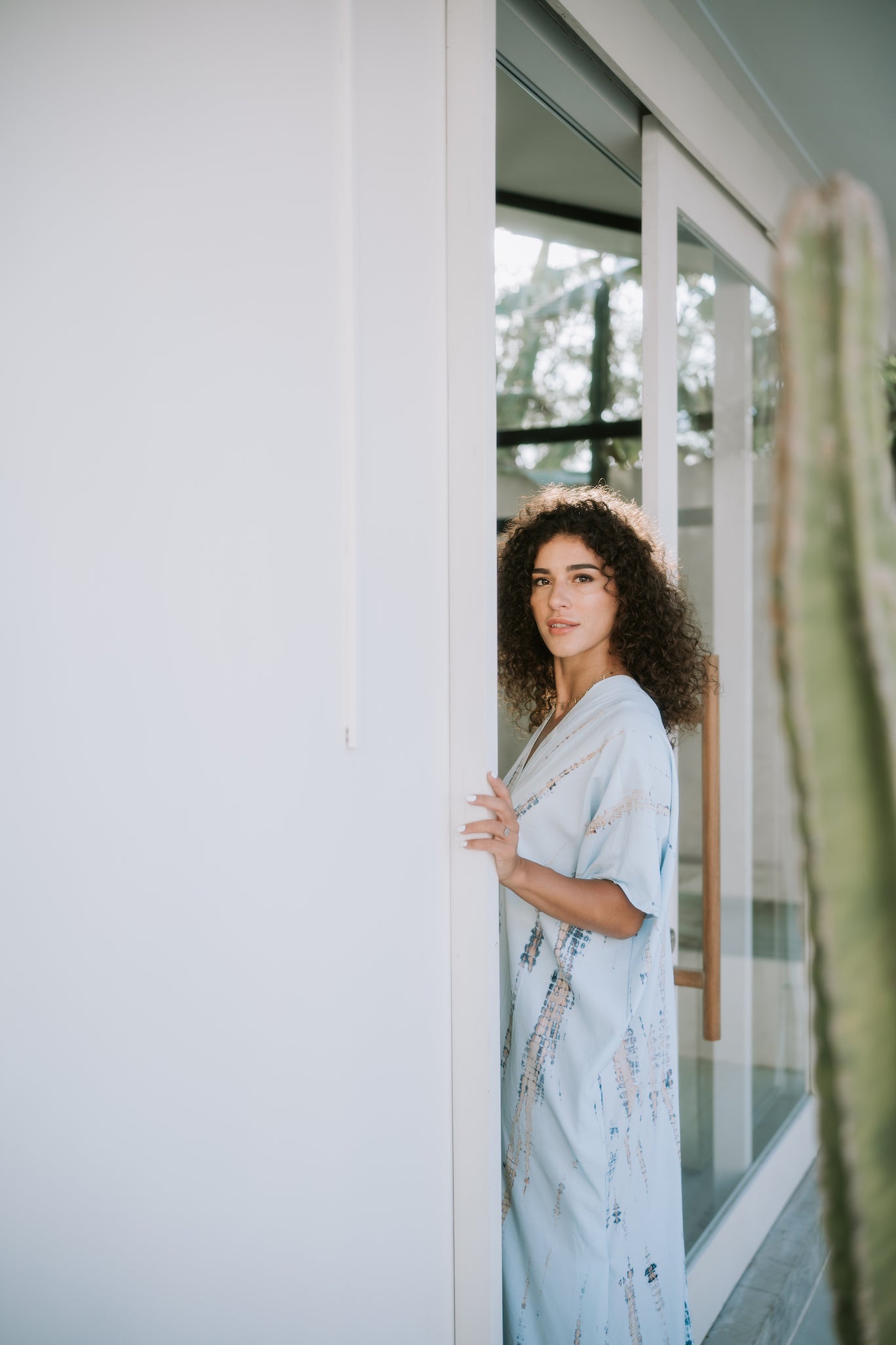 Leia Kaftan Dress in Soft Blue