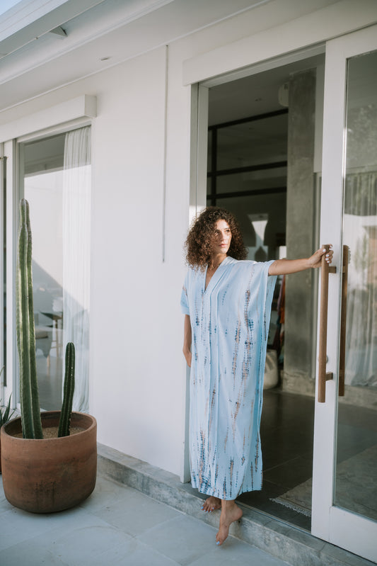 Leia Kaftan Dress in Soft Blue