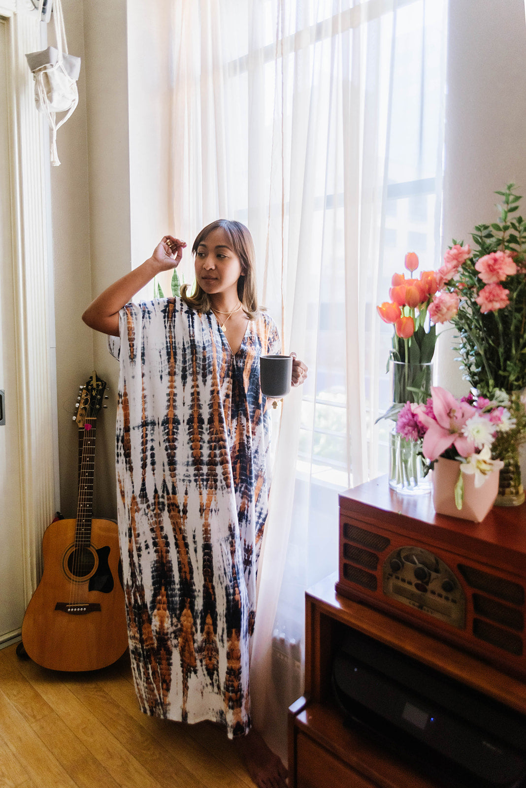 Alaia Caftan Dress with Pockets in Mixed Tie Dye