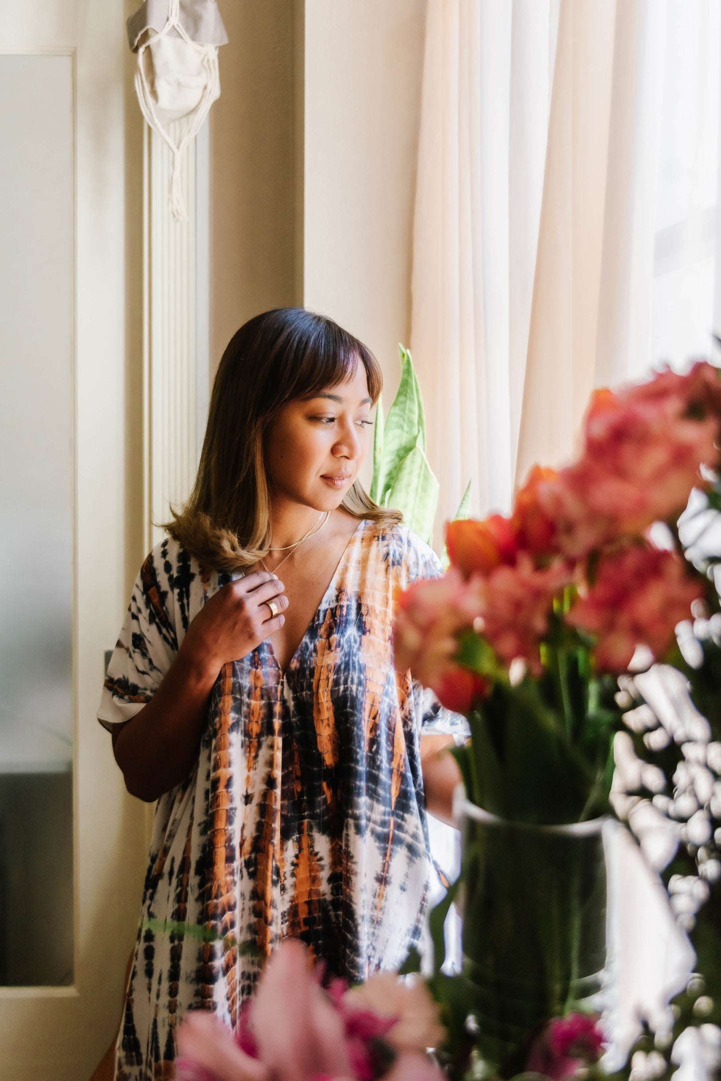 Alaia Caftan Dress with Pockets in Mixed Tie Dye