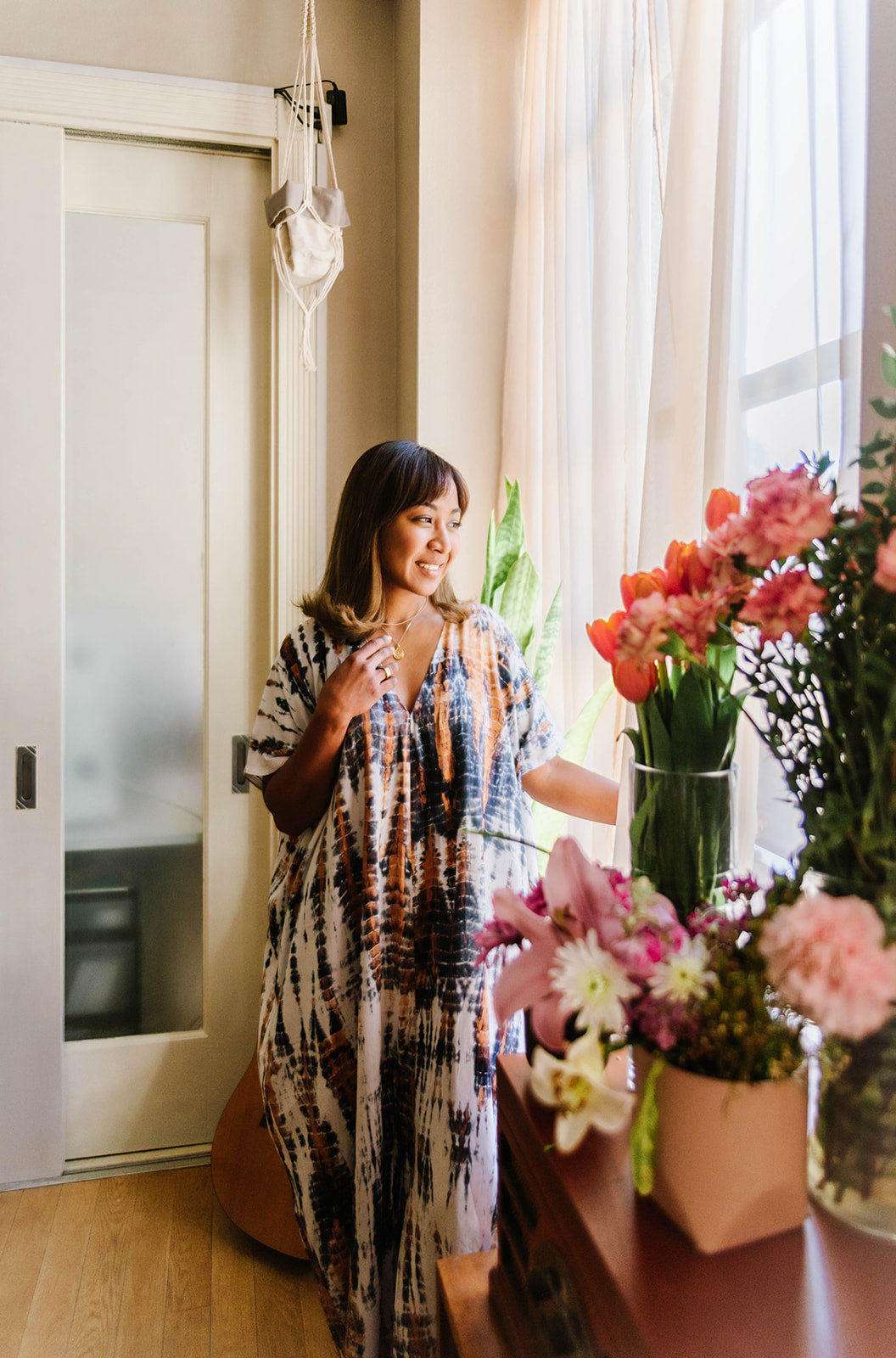 Alaia Caftan Dress with Pockets in Mixed Tie Dye