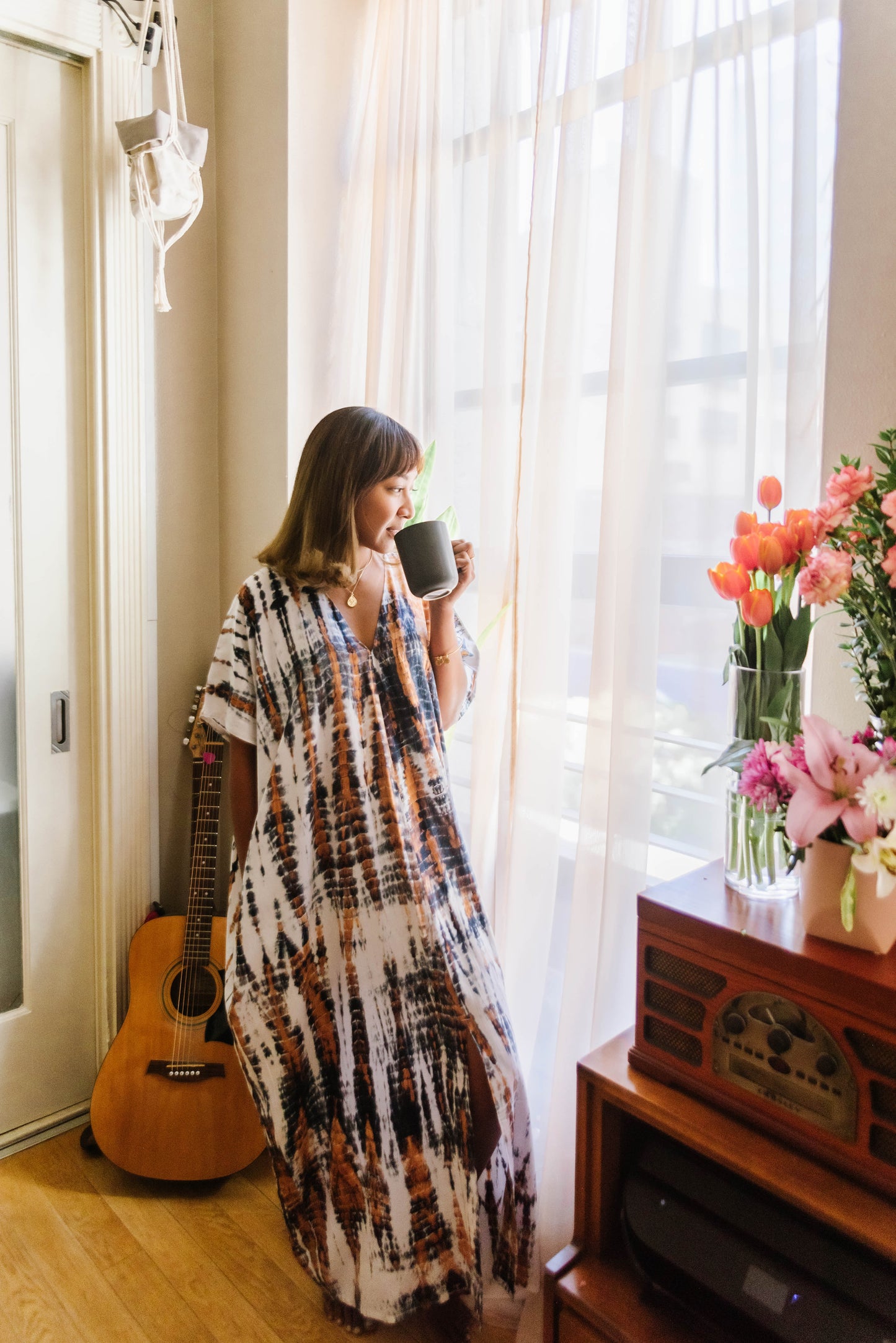 Alaia Caftan Dress with Pockets in Mixed Tie Dye